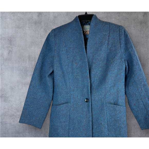 Donegal Wool Handwoven Made in Ireland Tweed Blazer & Skirt Set Blue No Size - Picture 3 of 14